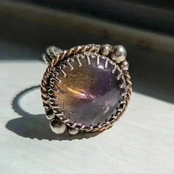 Handmade 925 citrine and amethyst ring - Picture 4 of 4